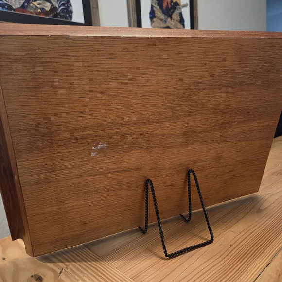 Vintage Marquetry Dolphin Inlay Design Wood Serving Tray - Picture 4 of 4